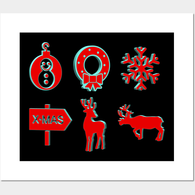 Christmas Ornaments Sticker Pack Wall Art by psanchez